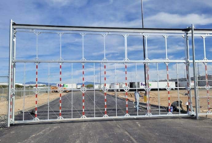 Large metal gate under construction